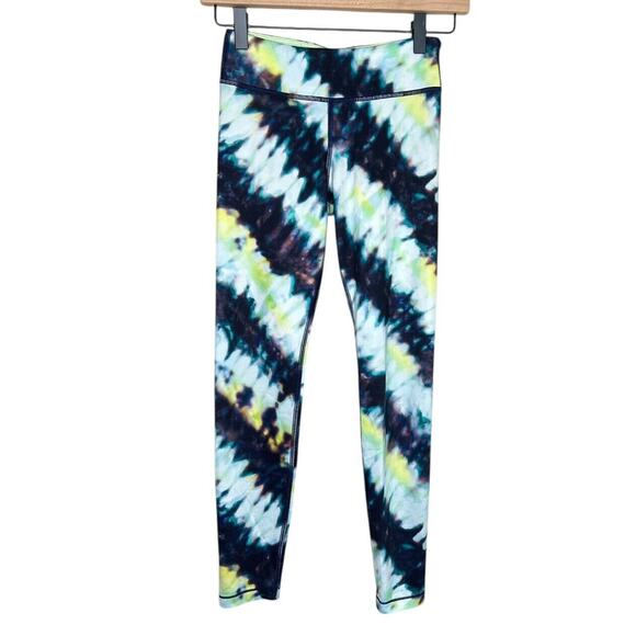 Athleta Girl Leggings Kids L 12 Chit Chat Tight Pants Black Yellow EUC - Picture 1 of 8